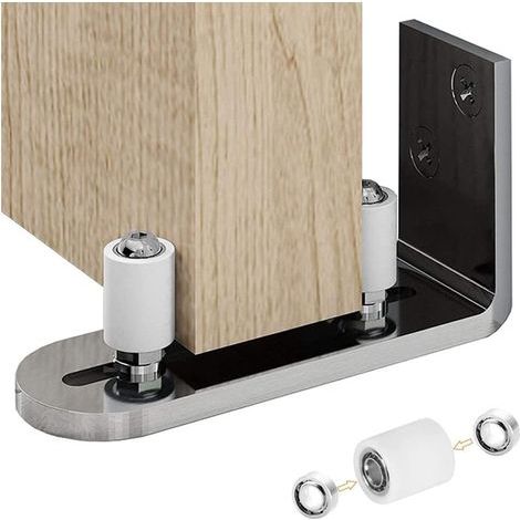 Ajustable Guide de Plancher Mur/porte Guide Inférieur Pour Porte en Bois Coulissante, Argenté (1/5)