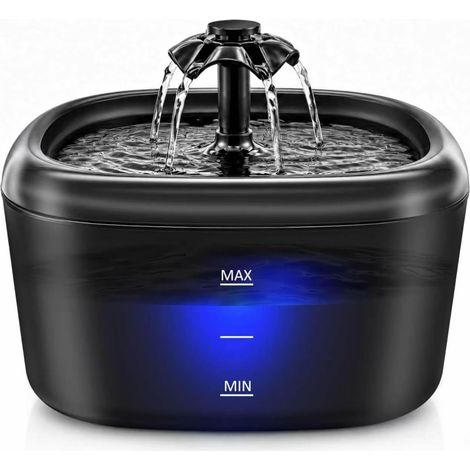 Water Fountain for Cats and Dogs, 2.2L Automatic Dispenser with LED Indicator, Ultra-Quiet Pump, Triple Filtration System, BPA-Free Pet Drinker, Black (1/5)