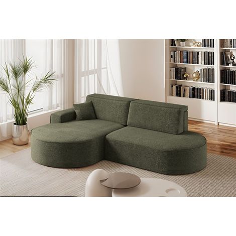 Ecksofa Schlafsofa Sofa VENEDIG Stoff Arena Dunkelgrün Ottomane Links (1/5)