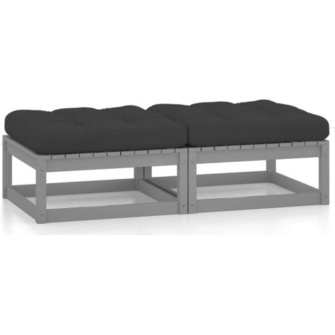 vidaXL Garden Footstools with Cushions 2 pcs Solid Pinewood (805742)