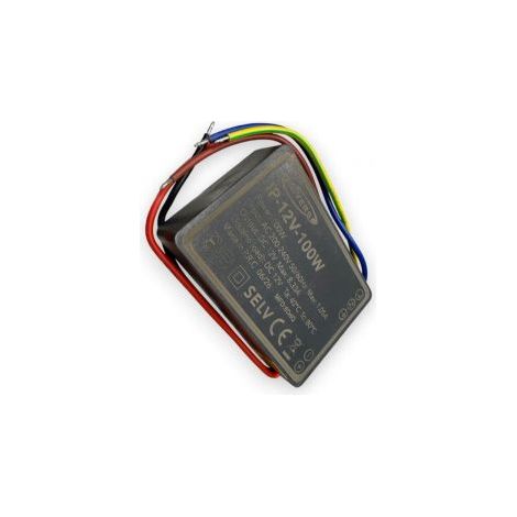 UNIVERSO IP-12V-100W TRASFORMATORE ALIMENTATORE IMPERMEABILE 100W 12V DC 8,33A IP65 CON PROTEZIONE DA CORTOCIRCUITO E SOVRACCARICO PER STRIP LED E ILLUMINAZIONE LED