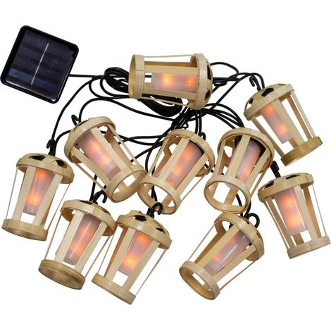 LED Lichterkette Solar Bambusschirme 5m lang IP44 Natur 2000 K warmweißes Licht dekorativ Außenlichterkette Solar (1/4)