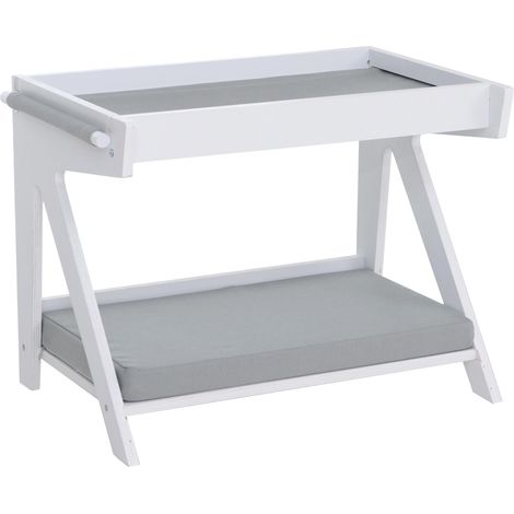 Tierbett HHG-795, für Haustiere Tierhaus Katzen-/Hundebett Haustierliege Holz MVG 45x61x38cm weiß, Kissen grau (1/5)