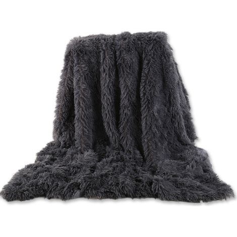 Couverture sherpa fausse fourrure grise 152 x 203 cm (15 livres), douce moelleuse pour lit/canapé (1/5)