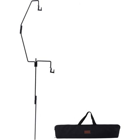 Support de lanterne de camping portable, poteau de lampe en fer à 5 sections, support de suspension stable avec sac de rangement pour la pêche (1/5)