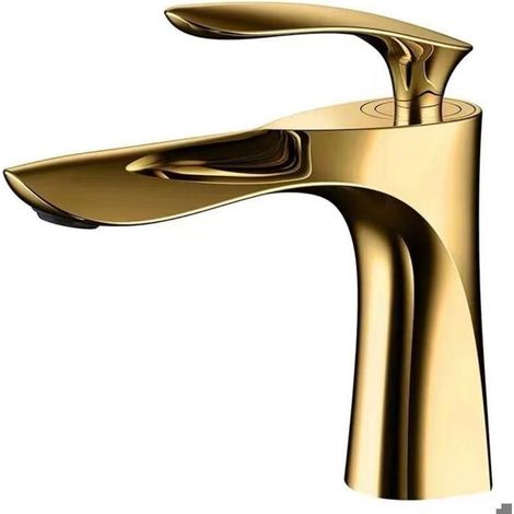 Robinet de lavabo pour salle de bain Mitigeur en laiton Fini or chrome doré Mitigeur avec lavabo (1/4)
