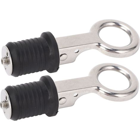 Xiuganpo - Tappo di scarico in 2 pezzi, tappo di scarico per barca in acciaio inossidabile, maniglia a pressione per tappo di scarico, accessori in gomma per imbarcazioni. (1/5)