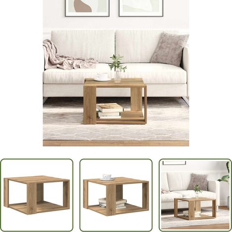 Couchtisch Eiche -  Couchtisch Artisan-Eiche 51,5 x 51,5 x 30 cm Holzwerkstoff (1/5)