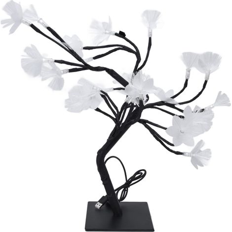 Lampe arbre à 24 LED à fibres optiques, alimentation USB, effet fleur artificielle, décoration intérieure (1/5)