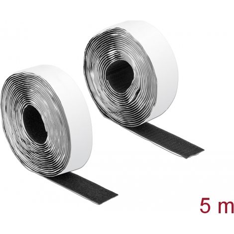 Delock Cinta de gancho y lazo autoadhesiva LA 5 m x AN 25 mm negro