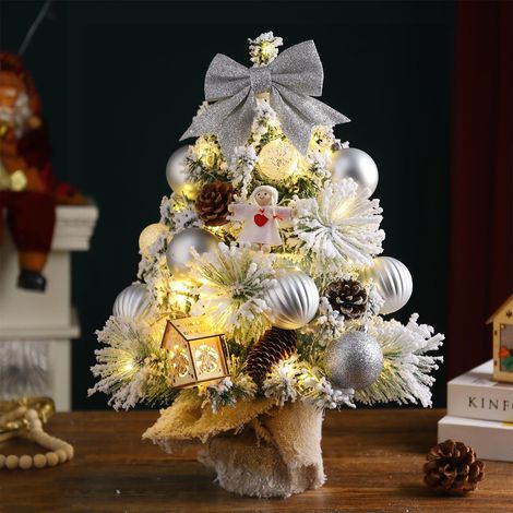 Albero Natale Artificiale Tavolo LED Decorativo Argento 45 cm (1/5)