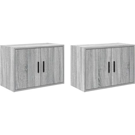 Set di 2 pensili da garage con ampio spazio contenitivo 60 x 30 x 41 cm realizzati in legno composito Sonoma grigio 020051446