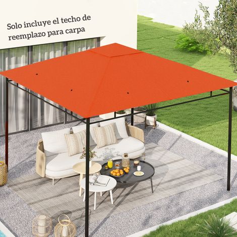 Orange 300x300 cm - Toit de remplacement pour le kiosque de jardin Couverture de remplacement du pavillon extérieur avec 8 trous de drainage