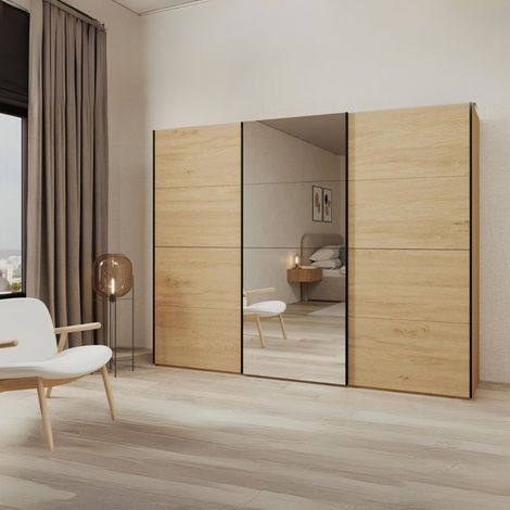 Armadio 3 ante scorrevoli rovere con specchio Zegna 255x53x205H (1/3)