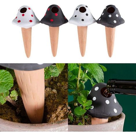 Lot de 4 tuteurs d'arrosage automatiques en terre cuite pour jardinière champignon (1/4)