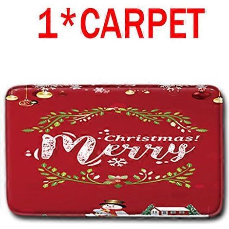 Ensemble de tapis de salle de bain de Noël avec Père Noël, tapis antidérapant, couvre-toilettes, rideau de douche imperméable, décorations de Noël pour la maison