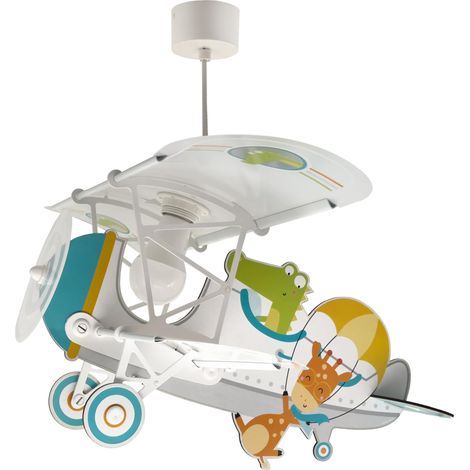 Lustre Chambre Lampe Suspension Enfant avion crocodile blanc animaux, 54542, E27 15w led (1/5)