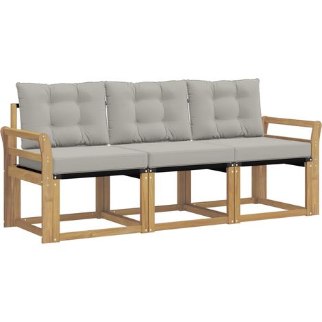 Outdoor Sofa Set with Cushion 3 pcs White and Light Grey vidaXL
