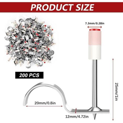 Mini nails for concrete and ceilings – 100 pieces, for securing cables and wall brackets, compatible with manual nail gun