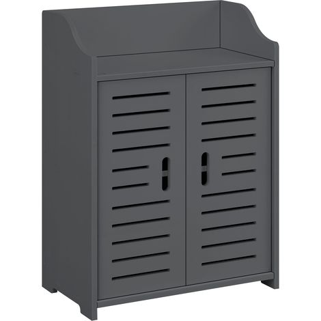 Mobile da bagno di design con ripiani mobile contenitore con 2 ante in legno composito 62 x 45 x 25 cm grigio scuro 030005833