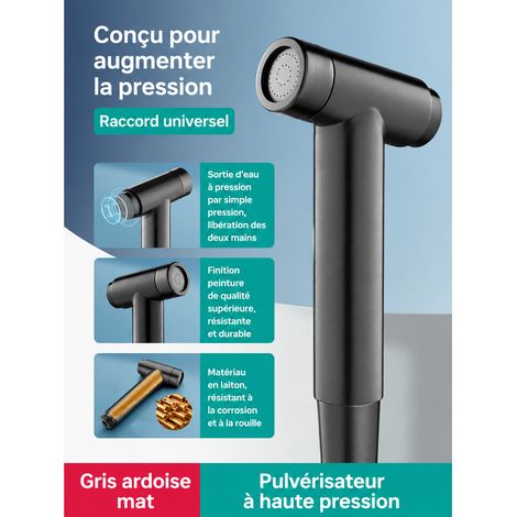 Douchette WC haute pression en laiton gris luxe 64x130 mm réf 0147 15,5 × 7 × 3 cm 120 g – Livraison gratuite