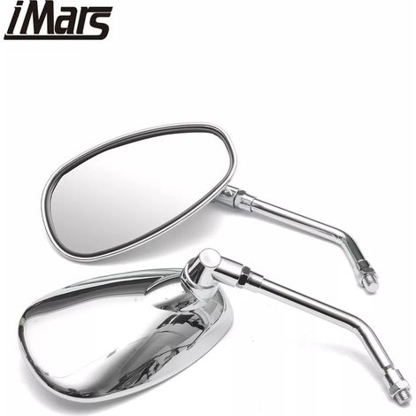 Retroviseur Moto - 10 mm - Pour Guidon - Réglable En Hauteur Et En Largeur - Verre Clair Blanc - Lot De 2 (1/5)