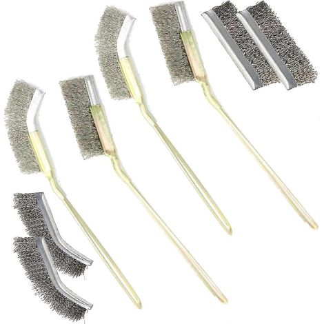 Filiyano-Mini brosses métalliques, ensemble de 8 brosses en acier inoxydable avec manche droit et courbé, accessoires de nettoyage pour le nettoyage (1/5)