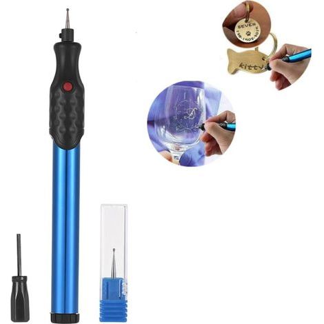 Gravure Stylo Portable Stylo de Gravure avec Pointe Diamantée, Outils de Gravure Sans Fil en Aluminium pour Bijoux en Bois Verre Métal Plastique Céramique Gravure (1/5)