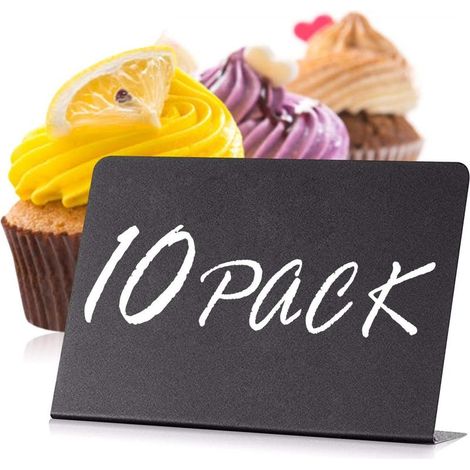10 Mini Tableau Noir 10x7cm Ardoise Prix Vitrine Porte Nom de Table Forme L Idéal Boulangerie, Pâtisserie et Réception Panneau Alimentaire Effaçable Mini Ardoise pour Buffet et Candy Bar (1/5)