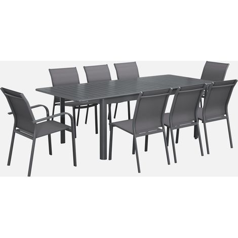 Mesa de jardín extensible de aluminio con 8 sillas (1/5)