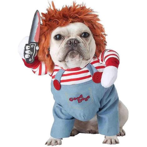 Disfraces para perros, muñeco Chucky, ropa para fiestas navideñas de mascotas, disfraz con gorra (1/3)