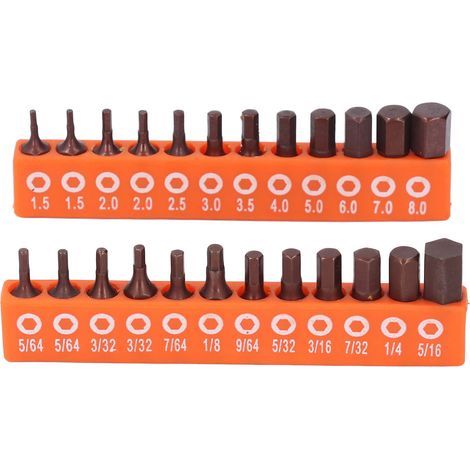 24-teiliges Sechskant-Bohrerset, 1/4-Zoll-Schaft, S2-Legierungsstahl, metrisch und SAE, 25 mm, für industrielle Anwendungen, mit Aufbewahrungsständer (1/5)