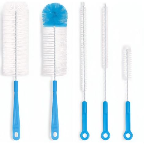 5 Pièces Bouteille Brosses Bleu Ciel Cure-Pipe Longues Suspendables pour Nettoyer Pailles Bouteilles d'eau Verres Biberons et Récipients Étroits (1/4)