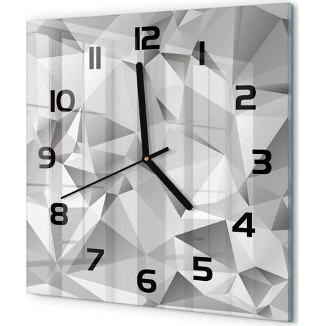 Horloge Murale Carrée Originale Verre Trempé Décoration Maison Moderne Abstraction 3D 30x30 cm (1/5)