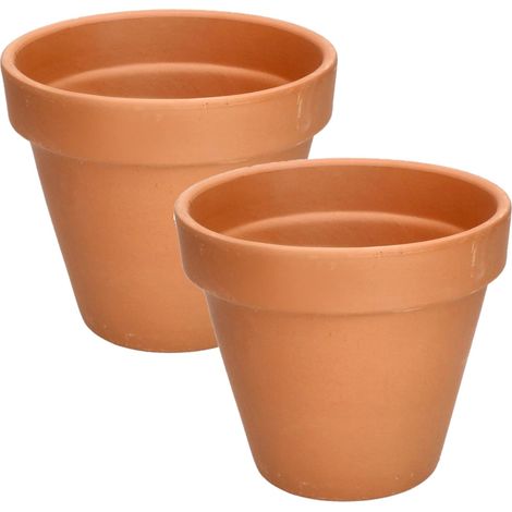 Kotarbau – Lot de 2 pots de fleurs en terre cuite Ø 17 cm – Parois épaisses pour oxygénation – Design intemporel pour intérieur et extérieur