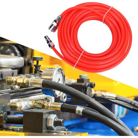 Tuyau flexible haute pression pour compresseur d'air 5 x 8 mm avec raccord rapide mâle/femelle, 15 m, rouge (1/5)