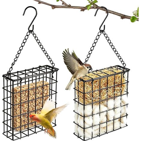 2 Pièces Mangeoire Oiseaux Exterieur 12,7 × 4,1 × 13,2 CM Grille Noire (1/5)