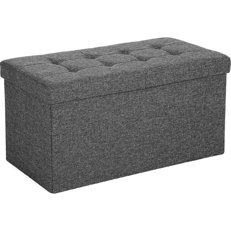 Baule portaoggetti con coperchio pieghevole su 2 lati panca contenitore 300 kg carico ammissibile 76 x 38 x 38 cm grigio 120005138