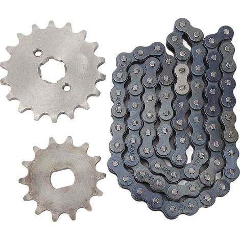 Kit de pignon moteur avant 420 18T, chaîne 420 60 maillons, pignon arrière 14T pour scooter, quad, moto ou vélo (à monter soi-même). (1/5)