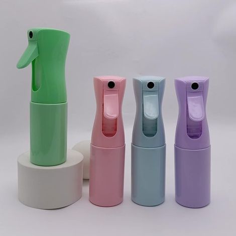 Set di 4 flaconi spray a nebulizzazione continua da 200 ml in colori pastello: verde,rosa,ideali per la cura della pelle,lo styling dei capelli (1/5)