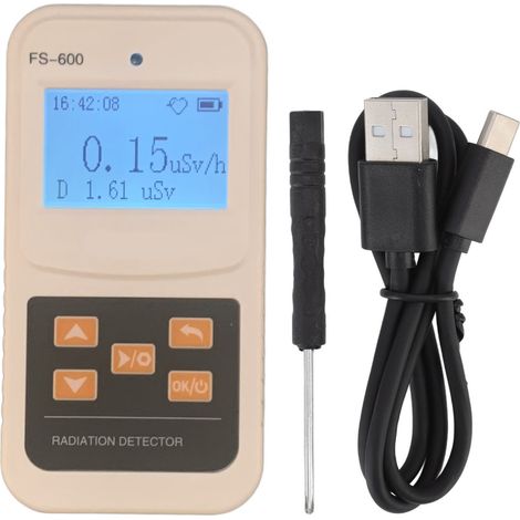 Detector de radiación nuclear de alta sensibilidad, 2 modos de potencia, doble alarma, contador Geiger portátil para uso industrial, color negro. (1/5)