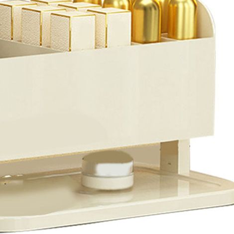 Luxuriöser, transparenter Kosmetikorganizer mit Fächern für Lippenstifte, Pinselhalter und Augenbrauenstifte, milchig-weiß (1/5)