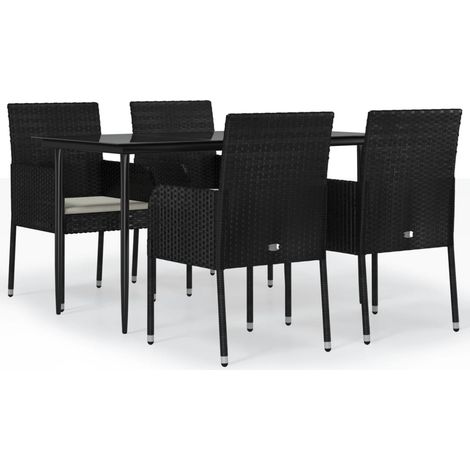 Maison Exclusive - 5-tlg. Garten-Essgruppe mit Kissen Schwarz Pol