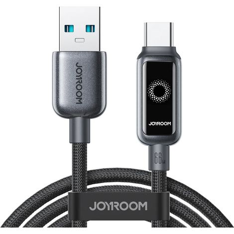 Geflochtenes Kabel USB-A – USB-C 66 W 1,2 m – schwarz (1/5)