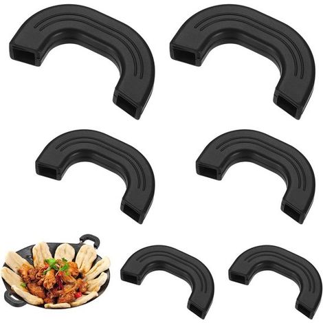 Coppia di manici flessibili in silicone per pentole, coprimanici resistenti al calore per wok e padelle in ghisa, per cucinare e cuocere al forno (Nero, 3) (1/5)