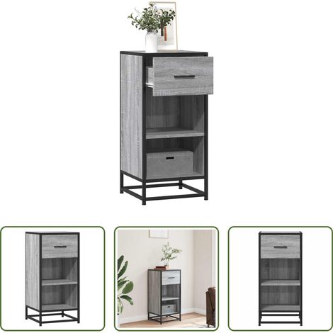 vidaXL Buffet bois métal -  Buffet sonoma gris 35,5x35x76 cm bois d'ingénierie et métal (1/5)