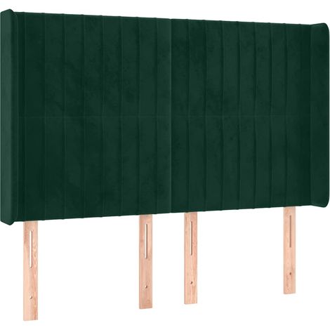 Testiera Testata del letto ad Orecchio Verde Scuro 147x23x118/128cm in Velluto (1/5)