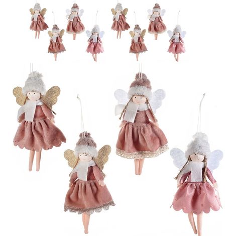 Set 9 Angeli da Appendere con Abito in Stoffa, Decorazioni per Natale e Casa (1/3)
