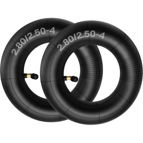 Set of 2 inner tubes 2.80/2.50-4 280/250-4 2.80-4 2.50-4 280-4 250-4 with curved valve stem for Razor Scooter e300, wheelbarrow, hand truck, lawnmower, cart (1/5)
