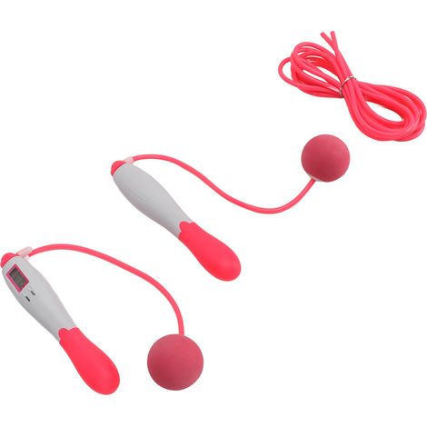 Corde à sauter sans fil avec compteur, 4 modes réglables, câble en acier, équipement d'exercice pour l'entraînement, rose (1/5)